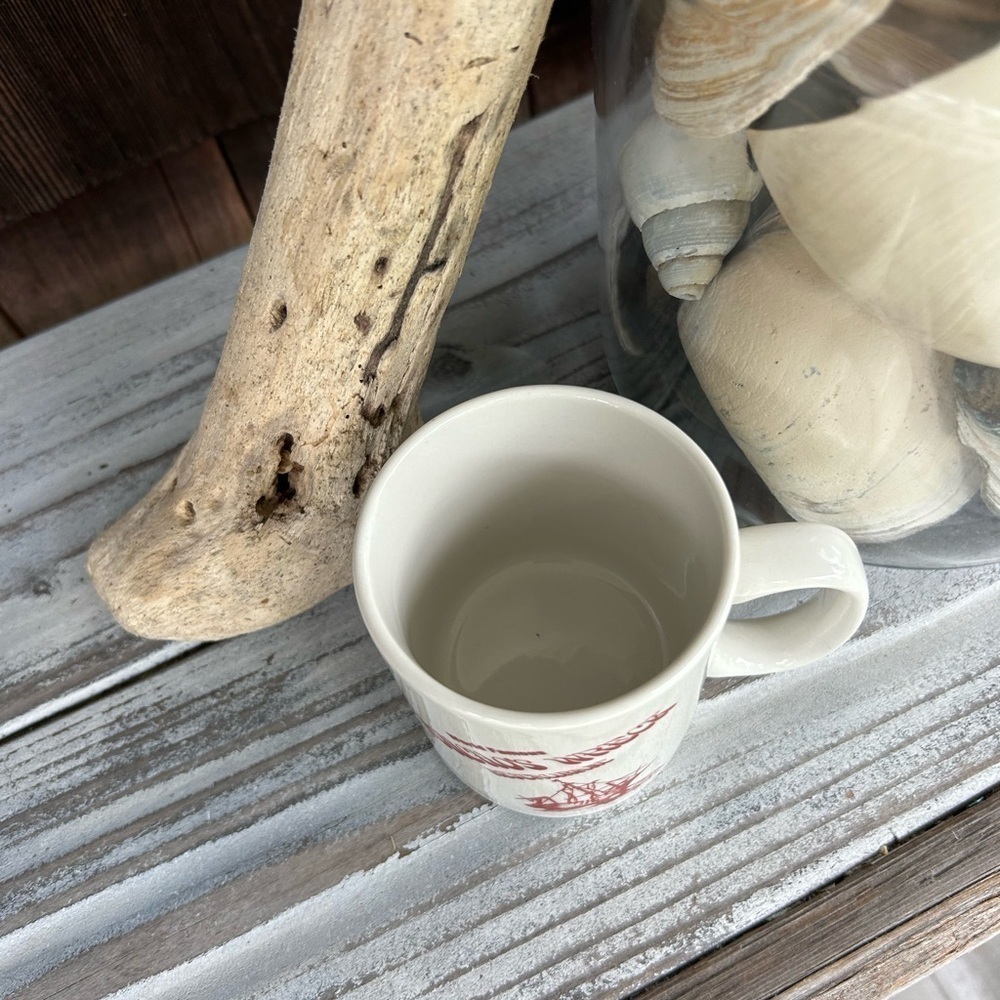 Poncho's Wreck Restaurant White Mug Featuring a Ship Wrecked on the Rocks. - Picture 3 of 7